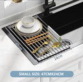 Kitchen Roll-Up Dish Drying Rack Foldable Drainer Over Sink 304-Stainless Steel(Small:47*24cm) V462-HG-166-01