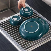 Kitchen Roll-Up Dish Drying Rack Foldable Drainer Over Sink 304-Stainless Steel(Small:47*24cm) V462-HG-166-01