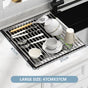Kitchen Roll-Up Dish Drying Rack Foldable Drainer Over Sink 304-Stainless Steel(Large:47*37cm) V462-HG-166-03
