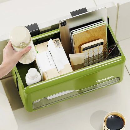 Foldable Hanging Storage Box No Drilling Required Wall-mounted Organizer (Green) V462-HG-182-01