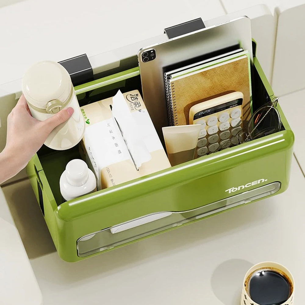 Foldable Hanging Storage Box No Drilling Required Wall-mounted Organizer (White) V462-HG-182-02