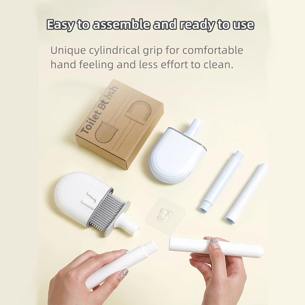 Silicone Flexible Head Deep Cleaning Toilet Brush with Wall Mount Holder V462-HG-183-01