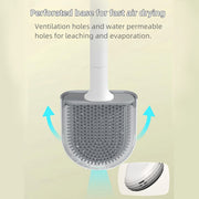 Silicone Flexible Head Deep Cleaning Toilet Brush with Wall Mount Holder V462-HG-183-01