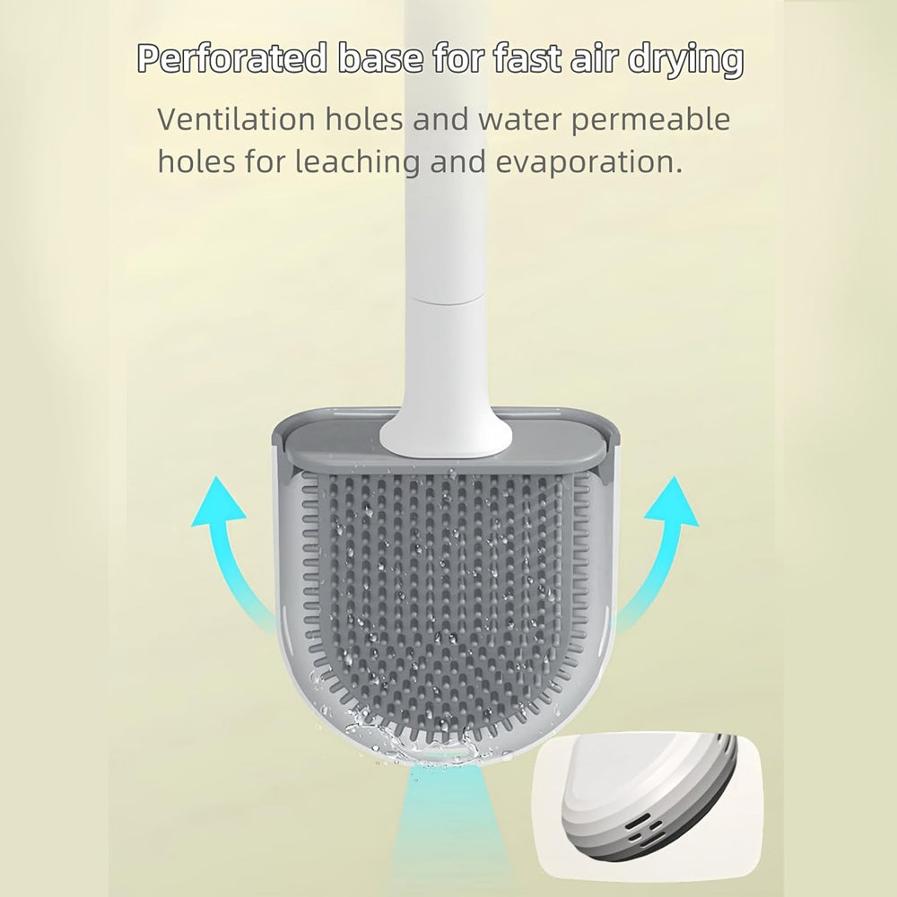 Silicone Flexible Head Deep Cleaning Toilet Brush with Wall Mount Holder V462-HG-183-01