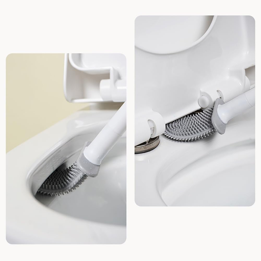 Silicone Flexible Head Deep Cleaning Toilet Brush with Wall Mount Holder V462-HG-183-01