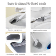 Silicone Flexible Head Deep Cleaning Toilet Brush with Wall Mount Holder V462-HG-183-01