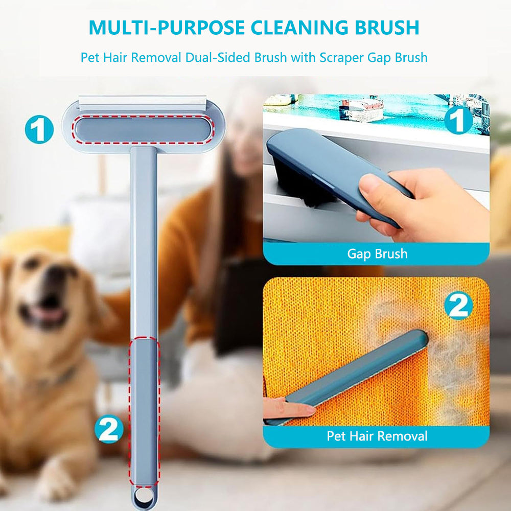 Multi-Purpose Cleaning Brush Pet Hair Removal Dual-Sided Brush with Scraper Gap Brush V462-HG-184-01