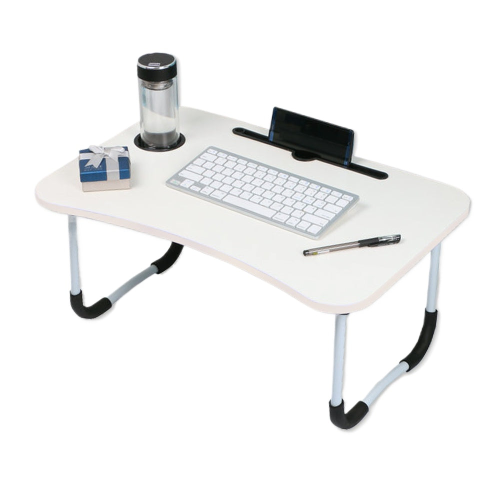 Foldable Desk Laptop Stand Table Bed Computer Study Adjustable Portable Cup Slot(White) V462-HG-82-04
