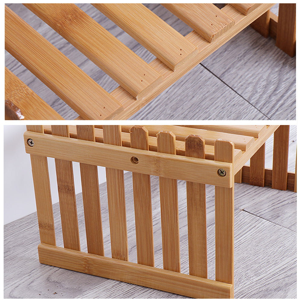 2 Tier Bamboo Plant Stand Shelves Flower Pot Rack Garden Indoor Outdoor Patio V462-HG-86-01