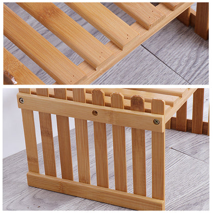 2 Tier Bamboo Plant Stand Shelves Flower Pot Rack Garden Indoor Outdoor Patio V462-HG-86-01