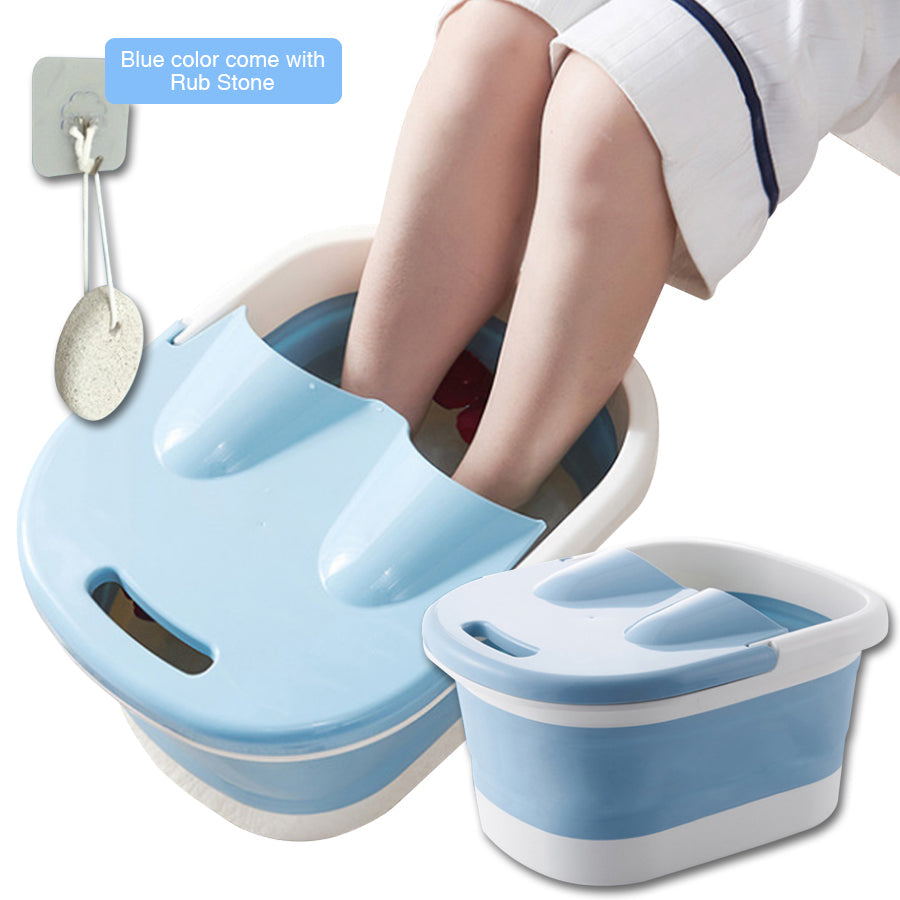 Foot Spa Water Pedicure Foldable Bucket Folding Massage Footbath Soaking Basin(Blue) V462-HG-88-01