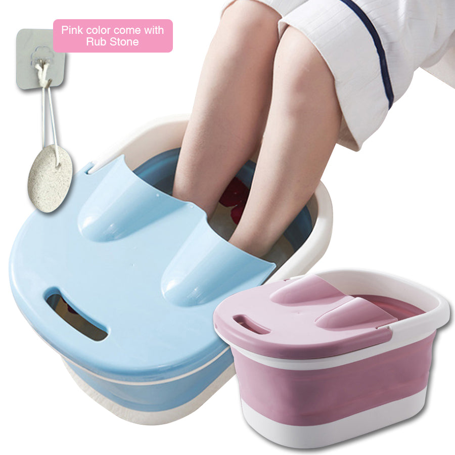 Foot Spa Water Pedicure Foldable Bucket Folding Massage Footbath Soaking Basin(Pink) V462-HG-88-02