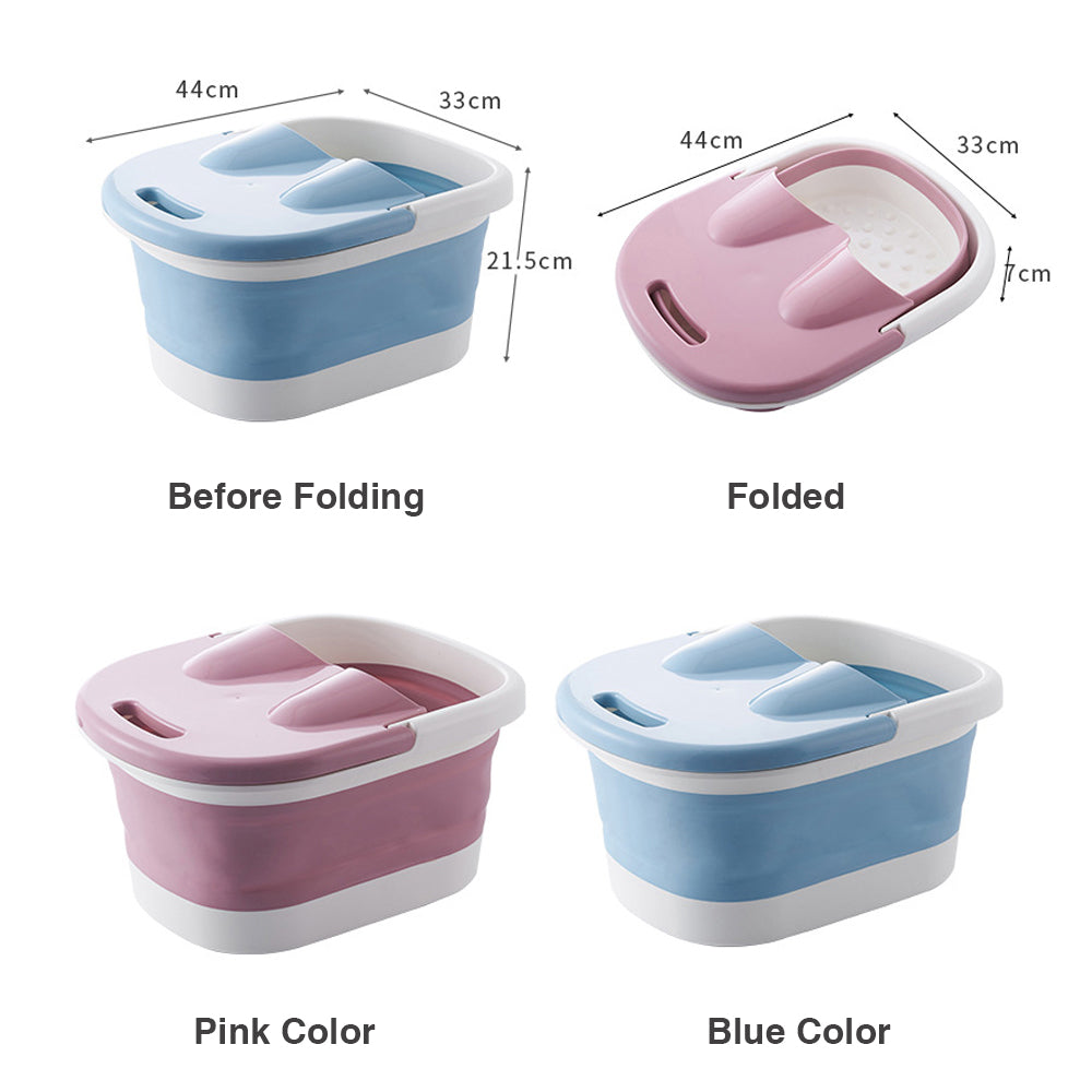 Foot Spa Water Pedicure Foldable Bucket Folding Massage Footbath Soaking Basin(Pink) V462-HG-88-02