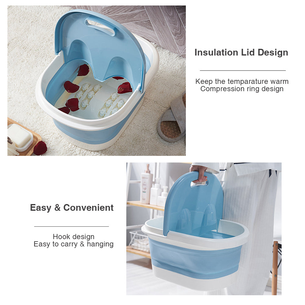Foot Spa Water Pedicure Foldable Bucket Folding Massage Footbath Soaking Basin(Pink) V462-HG-88-02