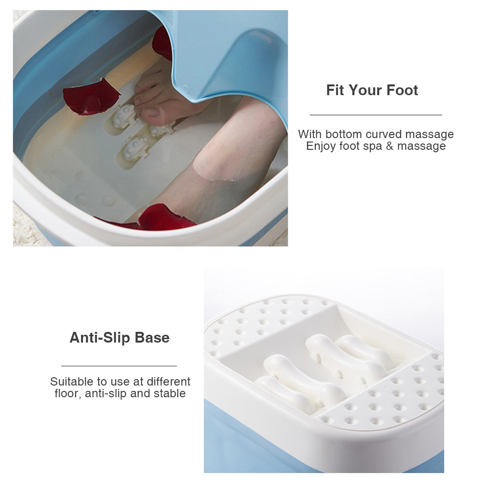 Foot Spa Water Pedicure Foldable Bucket Folding Massage Footbath Soaking Basin(Pink) V462-HG-88-02