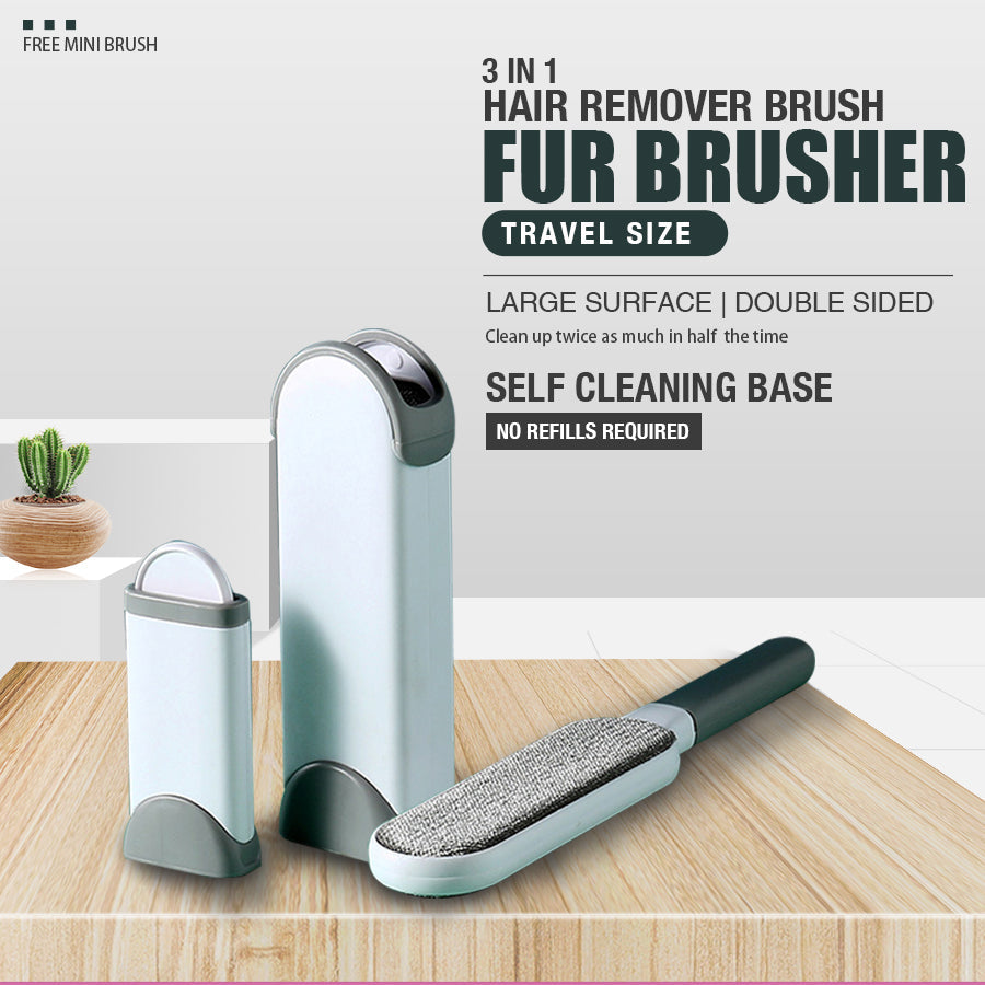 3 in 1 Furs Brusher Pet Hair Lint Remover Brush Self-cleaning Base V462-HG-89-01