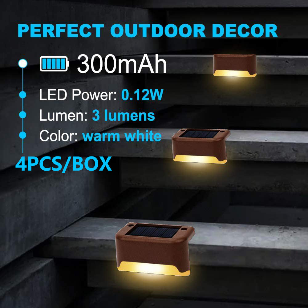 4 Pack SolarPower Deck Lights Outdoor Step Lights Waterproof LED lights V462-MD-122-01