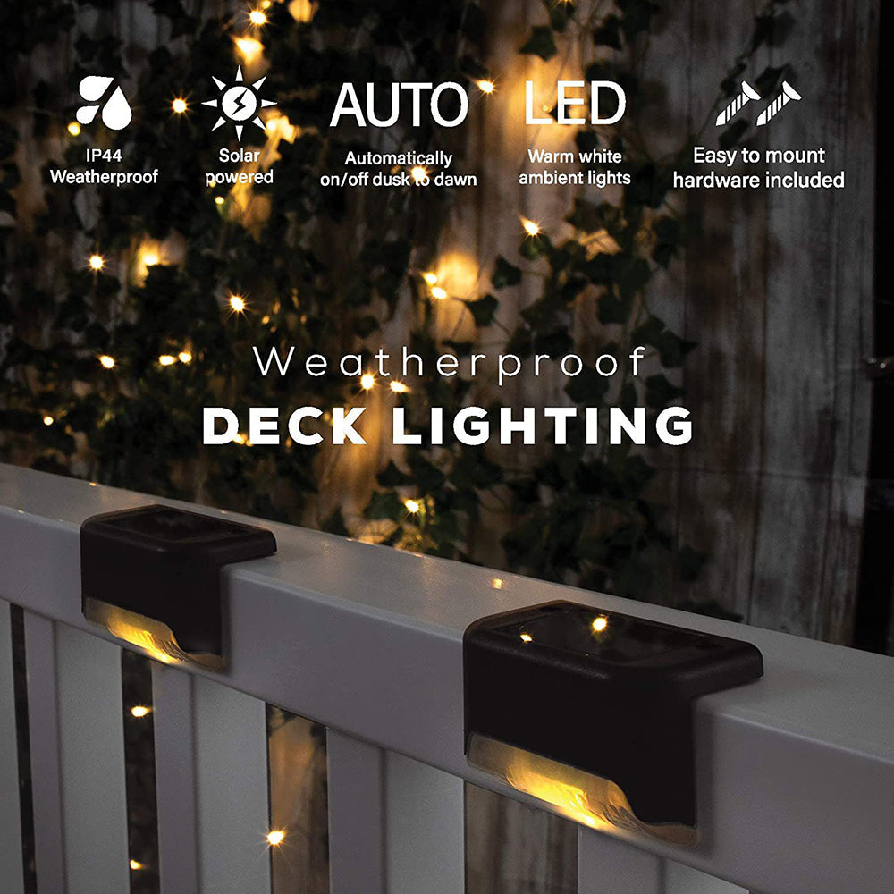 4 Pack SolarPower Deck Lights Outdoor Step Lights Waterproof LED lights V462-MD-122-01