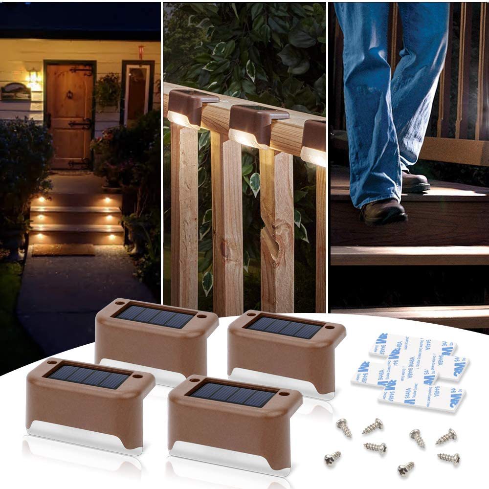 4 Pack SolarPower Deck Lights Outdoor Step Lights Waterproof LED lights V462-MD-122-01