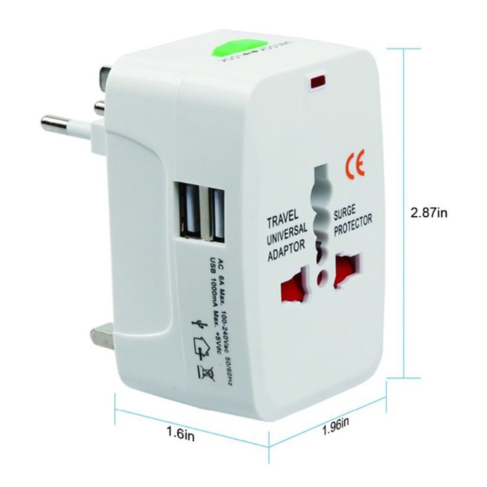 Dual USB Portable Electric Plug Power Socket Adapter International Travel Universal Charger Converter EU UK V462-MD-137-01