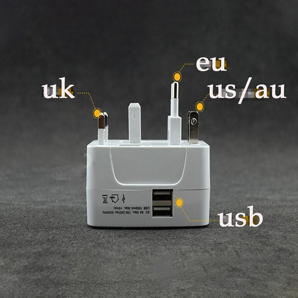 Dual USB Portable Electric Plug Power Socket Adapter International Travel Universal Charger Converter EU UK V462-MD-137-01