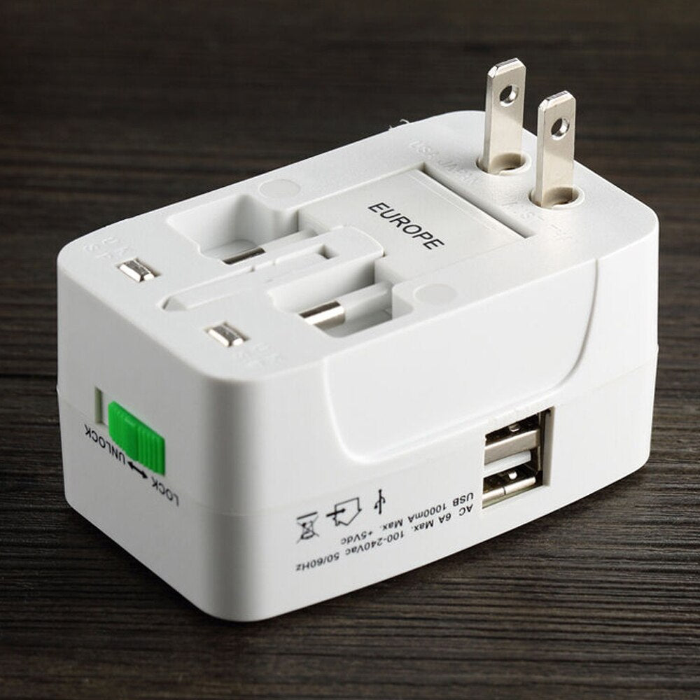 Dual USB Portable Electric Plug Power Socket Adapter International Travel Universal Charger Converter EU UK V462-MD-137-01