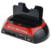All In One Docking Station USB Dual-Bay Hard Drive 2.5" 3.5" IDE SATA SSD Card Reader V462-MD-150-01