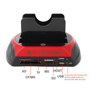 All In One Docking Station USB Dual-Bay Hard Drive 2.5" 3.5" IDE SATA SSD Card Reader V462-MD-150-01