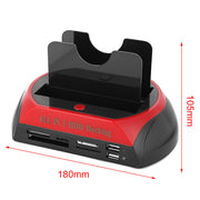 All In One Docking Station USB Dual-Bay Hard Drive 2.5" 3.5" IDE SATA SSD Card Reader V462-MD-150-01