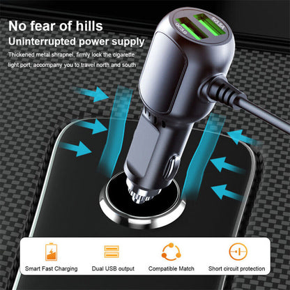 2 in 1 Dash Cam Car Charger Double USB 5V3.5A QC3.0 Fast 3.5M Cable V462-MD-152-01