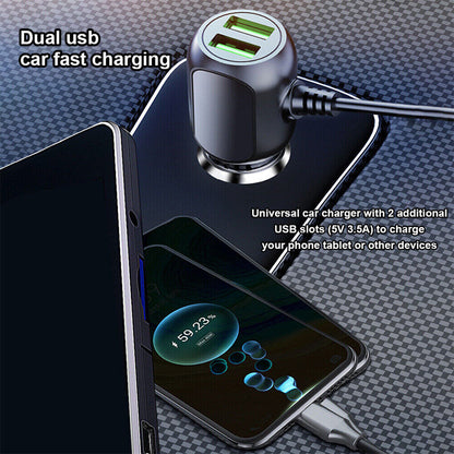 2 in 1 Dash Cam Car Charger Double USB 5V3.5A QC3.0 Fast 3.5M Cable V462-MD-152-01