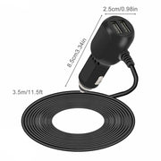 2 in 1 Dash Cam Car Charger Double USB 5V3.5A QC3.0 Fast 3.5M Cable V462-MD-152-01