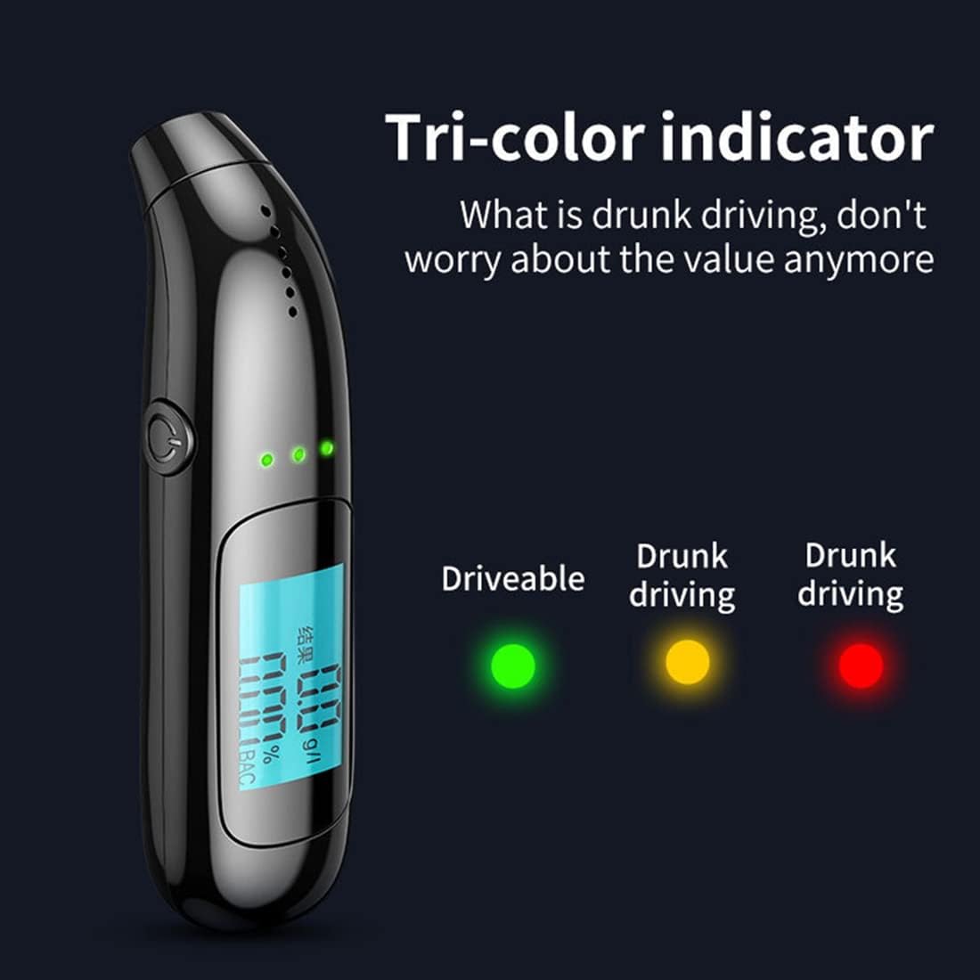 Portable Breathalyzer with Display Rechargeable Digital Electronic Breathalyser V462-MD-157-01