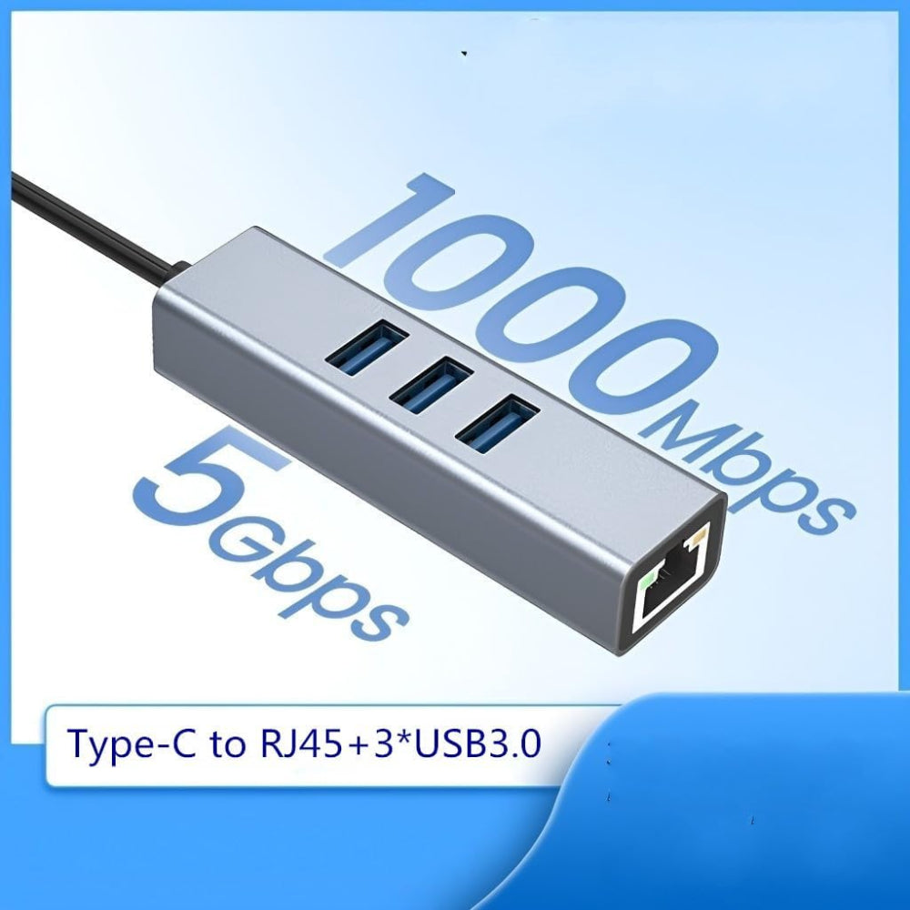 USB C to Ethernet Adapter with 1000Mbps Gigabit RJ45 and 3xUSB 3.0 Ports V462-MD-164-01
