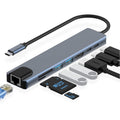 8in1 Hub USB-C To Type-C USB 3.0 4K HDMI RJ45 Ethernet SD TF OTG PD Port Adapter V462-MD-165-01