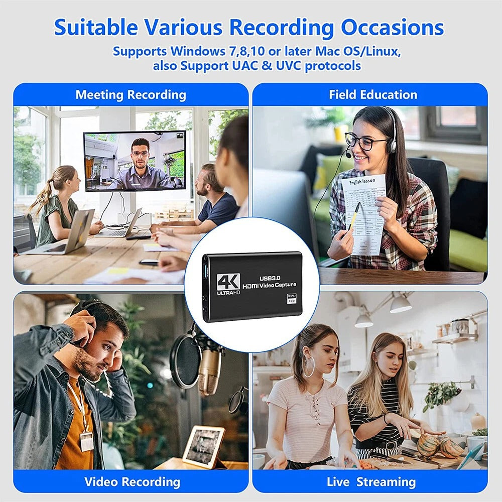 4K 1080P 60FPS HDMI to USB 3.0 Video Capture Card For PS4/PC/OBS Nintendo Switch V462-MD-172-01