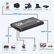 4K 1080P 60FPS HDMI to USB 3.0 Video Capture Card For PS4/PC/OBS Nintendo Switch V462-MD-172-01