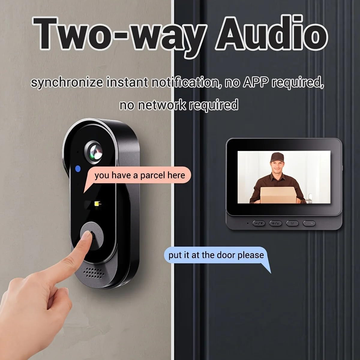 Smart Wireless Video Doorbell with 4.3" Screen HD 8MP Camera Night VisionTwo-Way Audio IP65 V462-MD-173-01