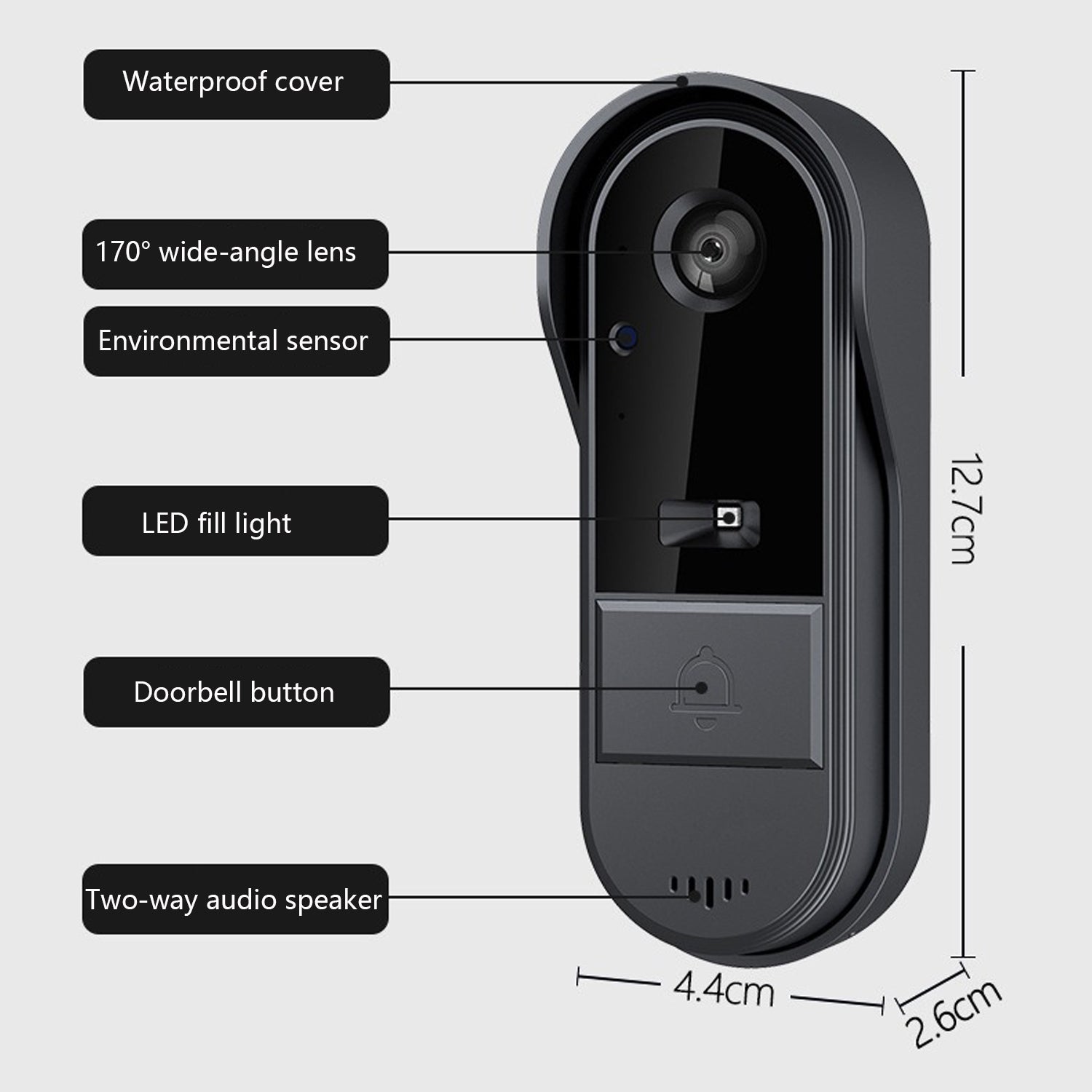 Smart Wireless Video Doorbell with 4.3" Screen HD 8MP Camera Night VisionTwo-Way Audio IP65 V462-MD-173-01