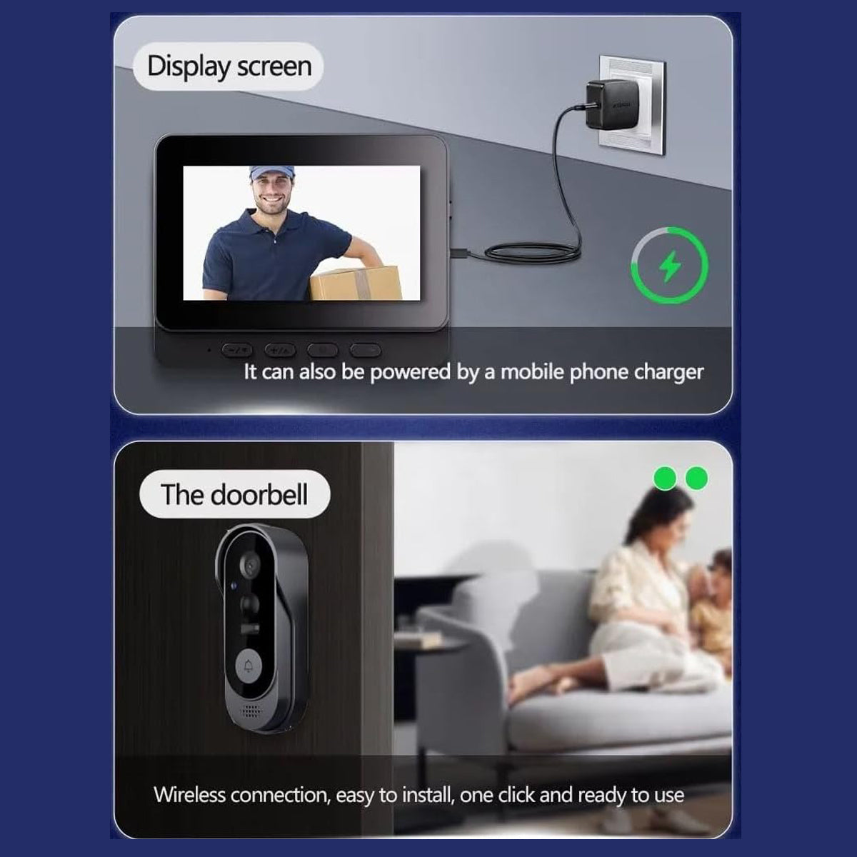 Smart Wireless Video Doorbell with 4.3" Screen HD 8MP Camera Night VisionTwo-Way Audio IP65 V462-MD-173-01