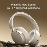 JR SY-T7 Bluetooth 5.4 Over-Ear Headset Wireless Headphones with Noise Cancelling Mic (Beige)
