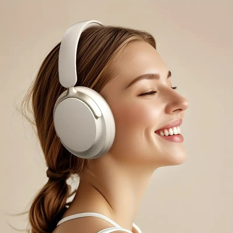 JR SY-T7 Bluetooth 5.4 Over-Ear Headset Wireless Headphones with Noise Cancelling Mic (Beige) V462-MD-177-01