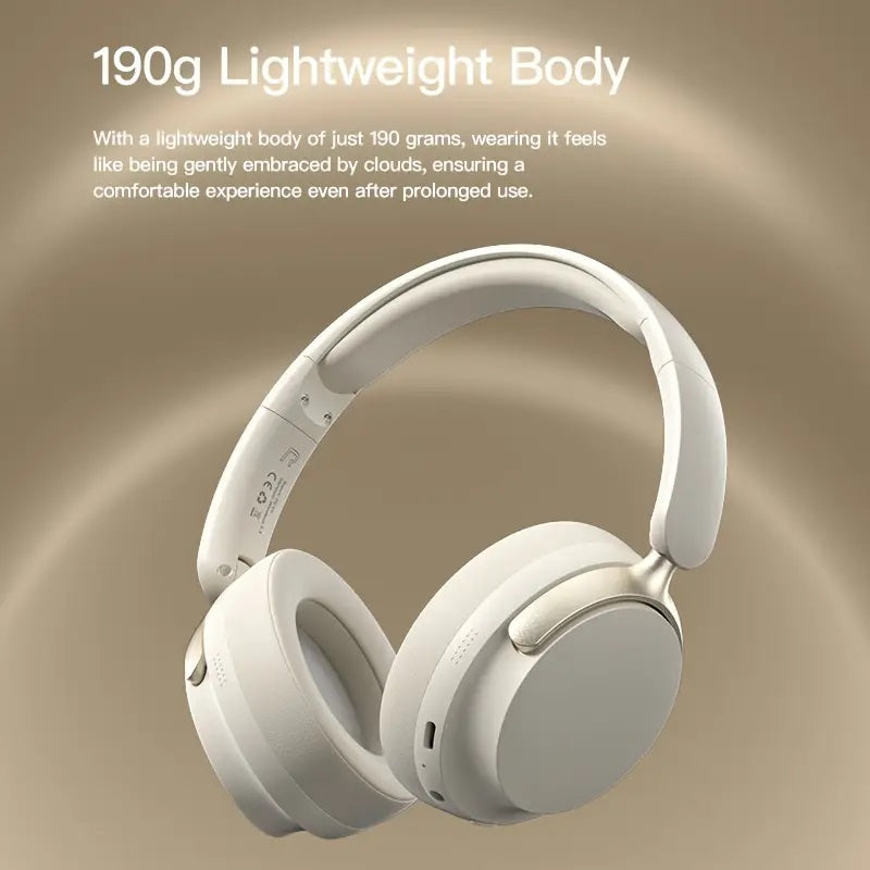 JR SY-T7 Bluetooth 5.4 Over-Ear Headset Wireless Headphones with Noise Cancelling Mic (Beige) V462-MD-177-01