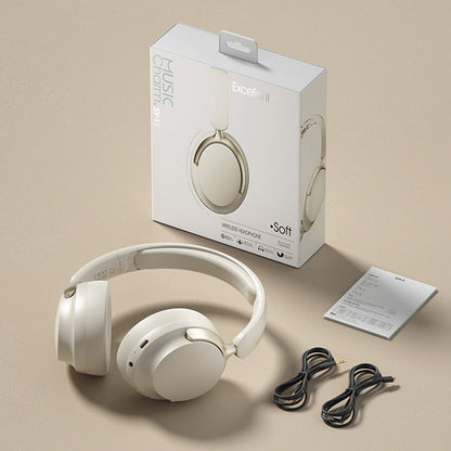 JR SY-T7 Bluetooth 5.4 Over-Ear Headset Wireless Headphones with Noise Cancelling Mic (Beige) V462-MD-177-01