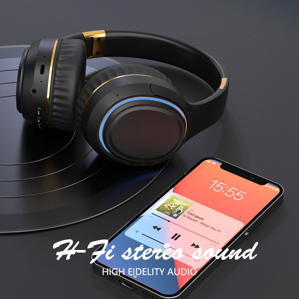 JR H6 Foldable Bluetooth 5.3 Wireless Headphone Over Ear Active Noise Cancelling Deep Bass Headset (Black)