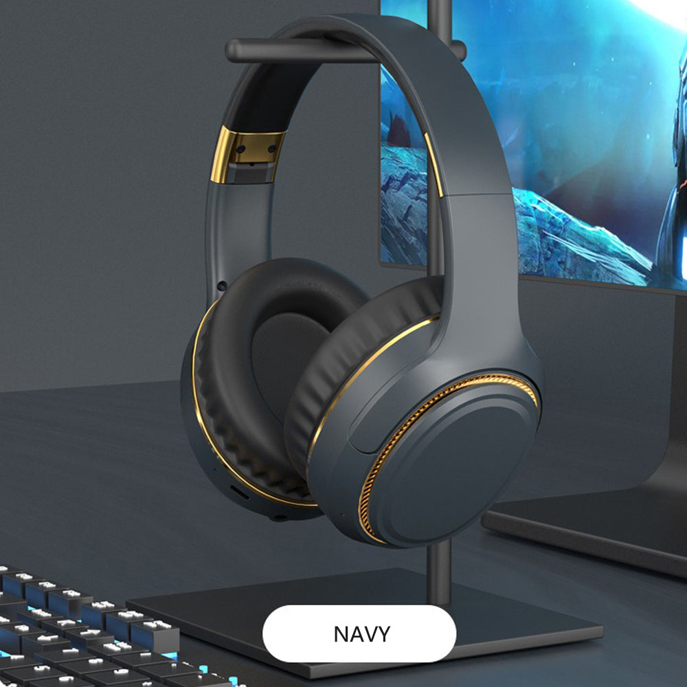 JR H6 Foldable Bluetooth 5.3 Wireless Headphone Over Ear Active Noise Cancelling Deep Bass Headset (Navy Blue) V462-MD-178-02