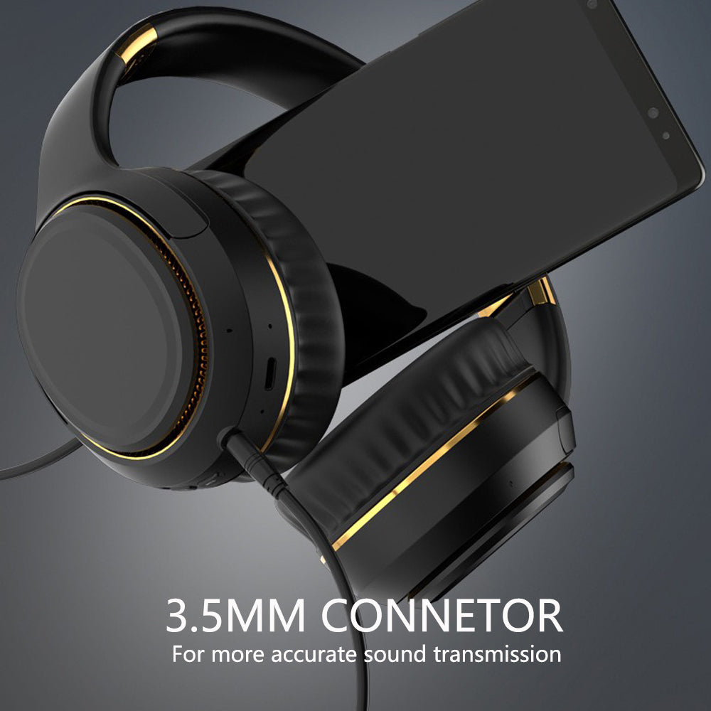 JR H6 Foldable Bluetooth 5.3 Wireless Headphone Over Ear Active Noise Cancelling Deep Bass Headset (Beige)
