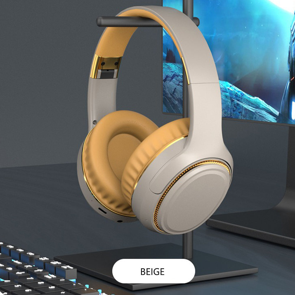 JR H6 Foldable Bluetooth 5.3 Wireless Headphone Over Ear Active Noise Cancelling Deep Bass Headset (Beige) V462-MD-178-03