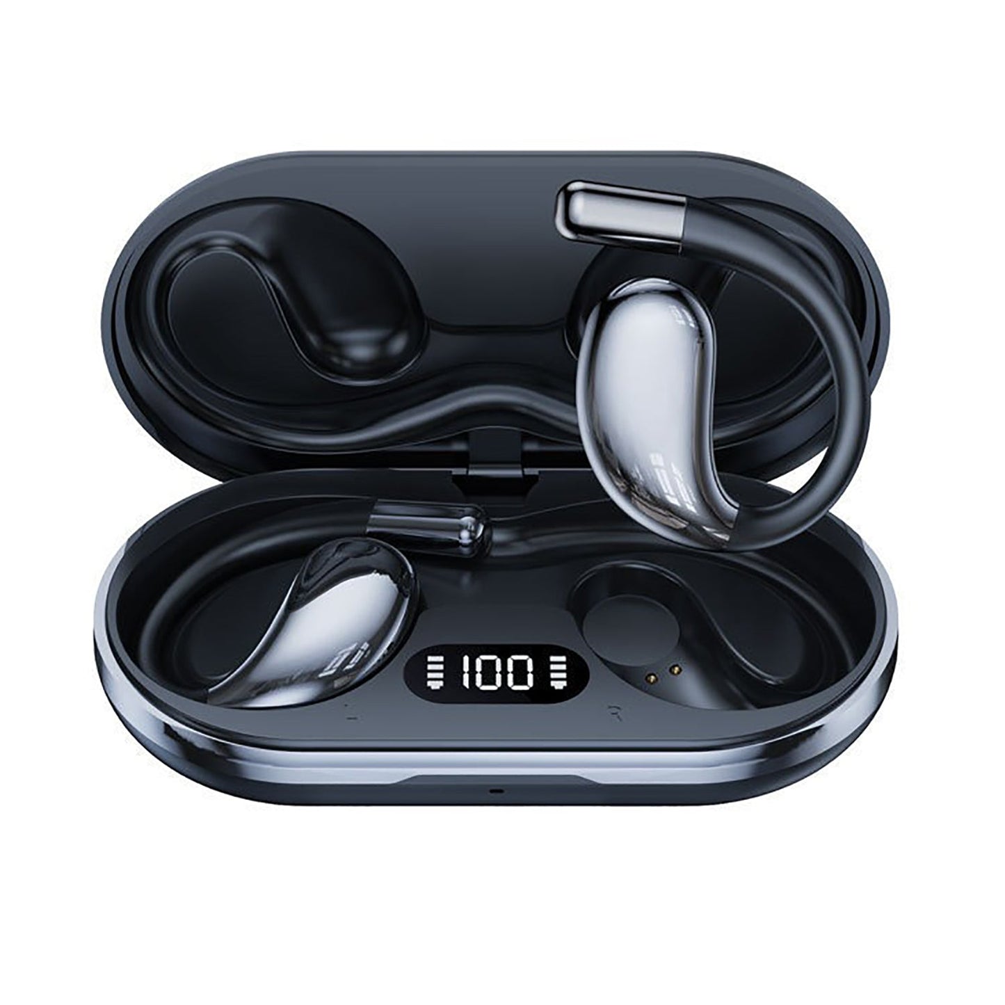 Wireless Earhook Sports Headphones Open-Ear Bluetooth 5.4 Sweat-Resistant Earphones (Black) V462-MD-179-01