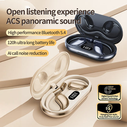 Wireless Earhook Sports Headphones Open-Ear Bluetooth 5.4 Sweat-Resistant Earphones (Black) V462-MD-179-01